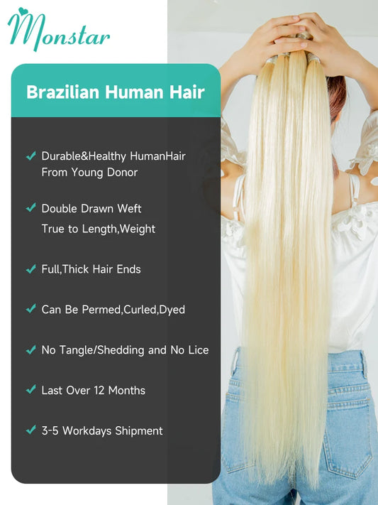 Human Hair Brazilian Extensions Honey Blonde Bundles