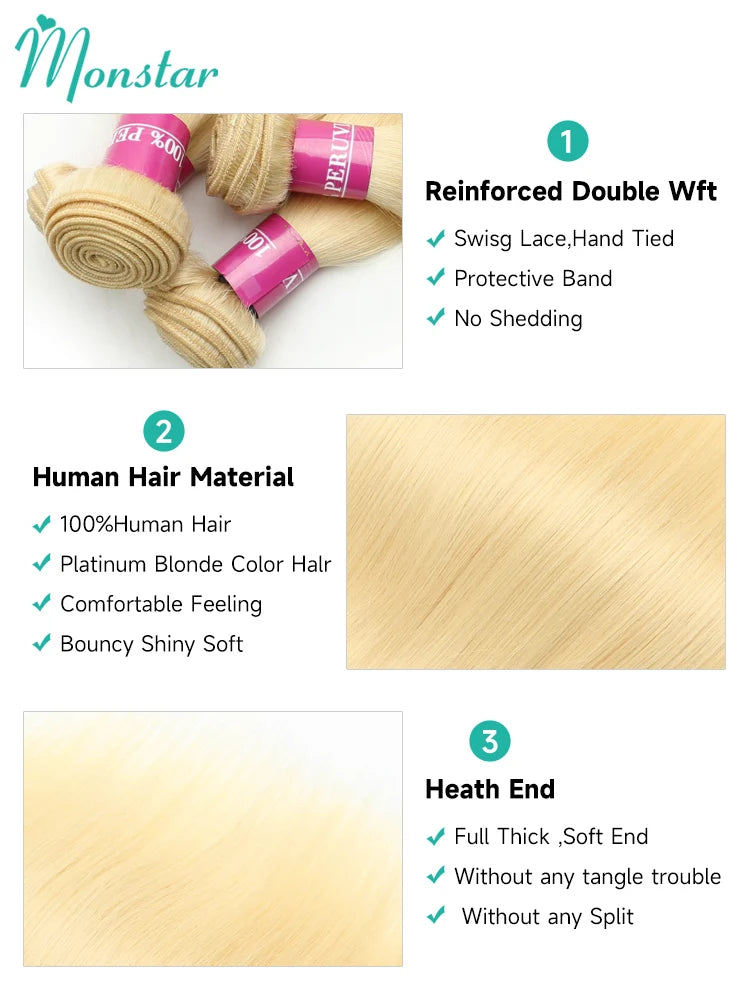 Human Hair Brazilian Extensions Honey Blonde Bundles