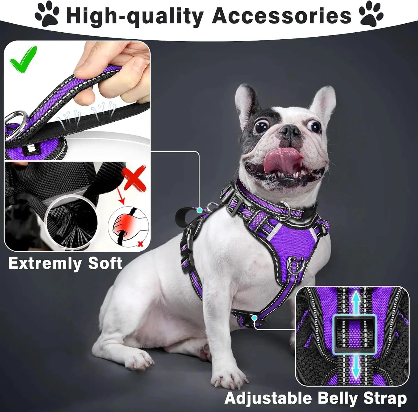 Pet Harness Collar and Leash Set Reflective No Pull Adjustable