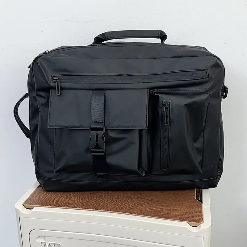 Streetwear Style Nylon Men Shoulder Bag Large Capacity Travel Crossbody Casual Commuter School Laptop Backpack