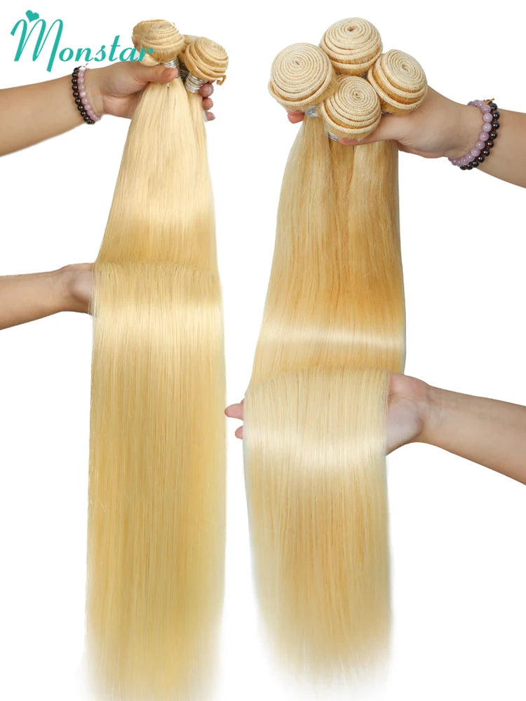 Human Hair Brazilian Extensions Honey Blonde Bundles