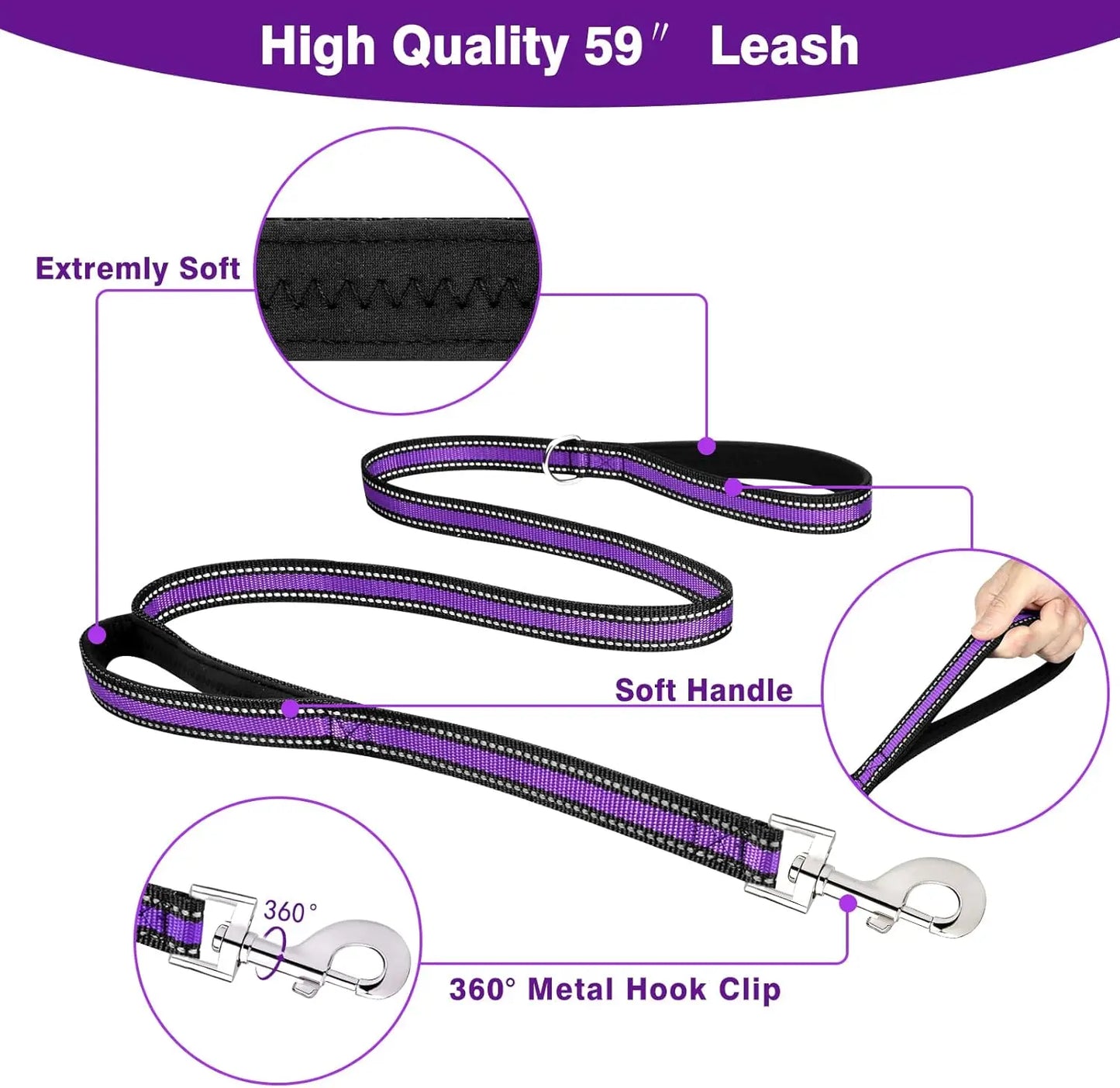 Pet Harness Collar and Leash Set Reflective No Pull Adjustable