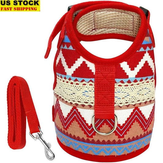 Dog Harness Leash Set Small Medium Breeds Adjustable Fit